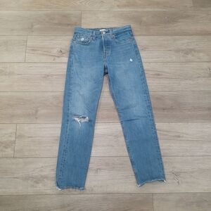 Levi's Wedgie Button Fly Straight Leg Distressed Denim